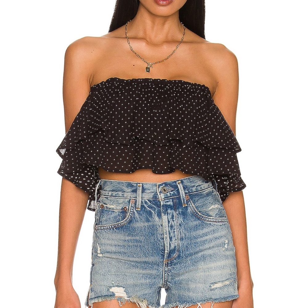 Ruffle detail tube top